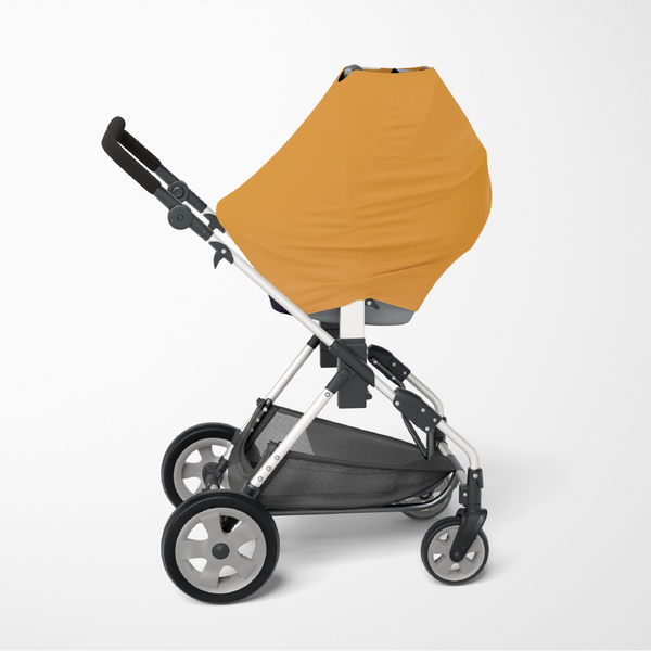 Mustard fitted infant car seat cover