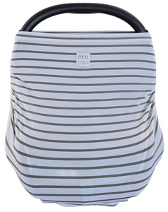 Khaki stripe fitted infant car seat cover
