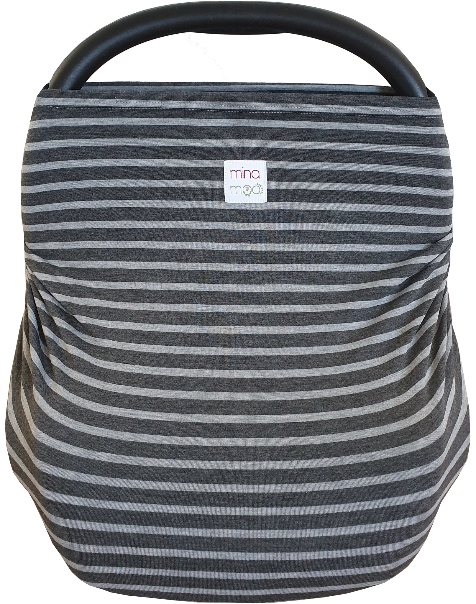 Charcoal melange stripe fitted infant car seat cover