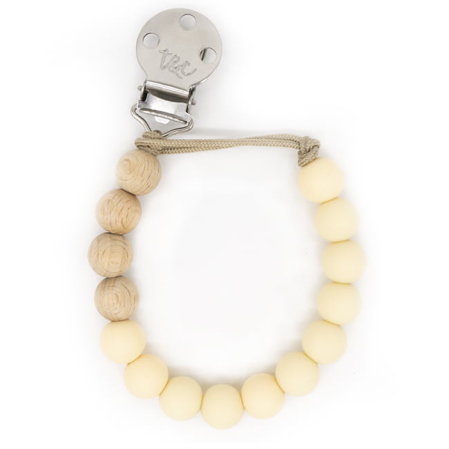 Eggnog beaded pacifier clip