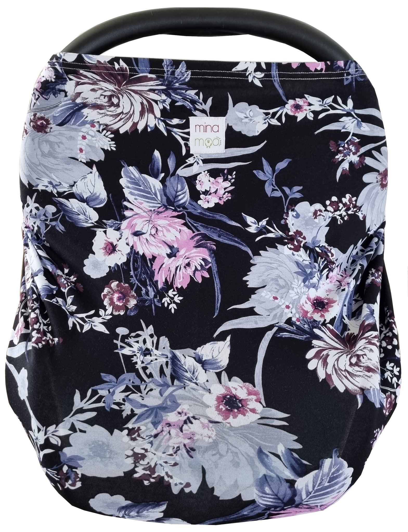 Midnight bloom fitted infant car seat cover