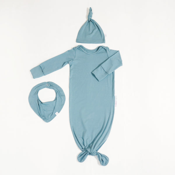 Duckegg blue baby knot gown set
