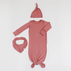 Dusty Rose baby knot gown set